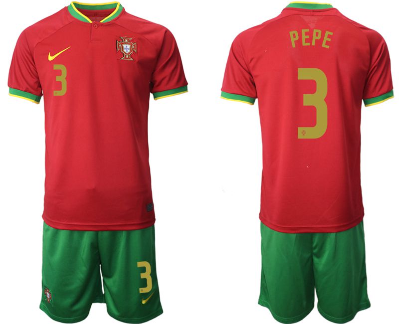 Men 2022 World Cup National Team Portugal home red #3 Soccer Jerseys